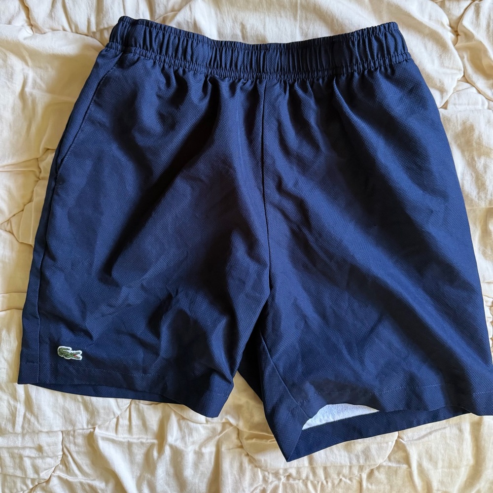 Lacoste Boys Size 12Navy Blue Athletic Shorts with Logo